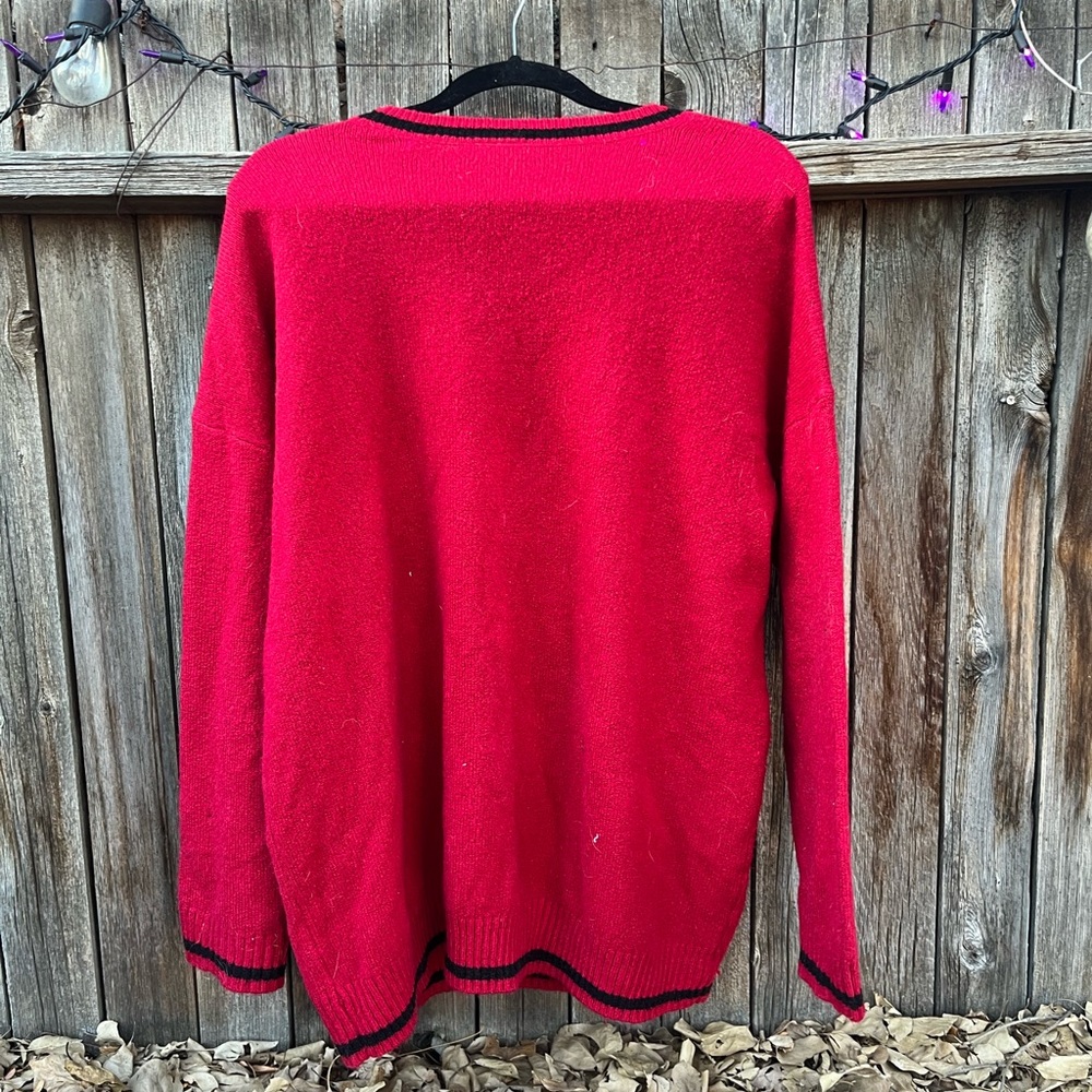 Red Christmas Tuxedo Cat Sweater 2x - Picture 6 of 7